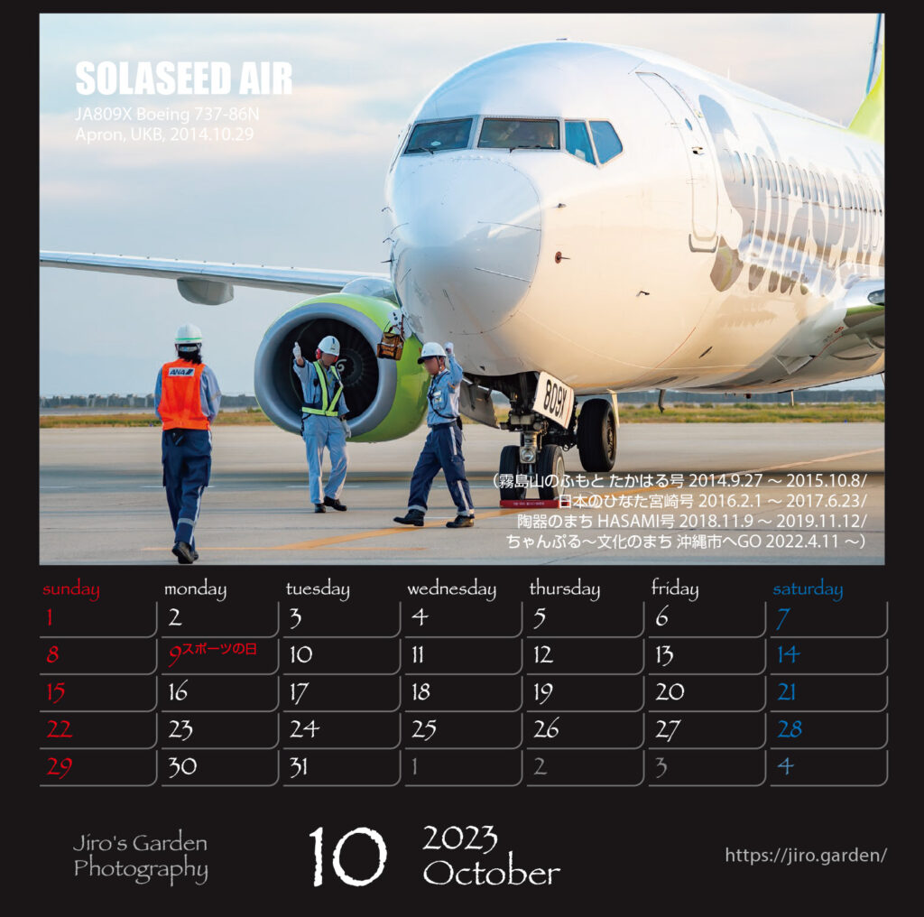 Various版10月：SOLASEED AIRJA809X Boeing 737-86NUKBエプロン 2014.10.29